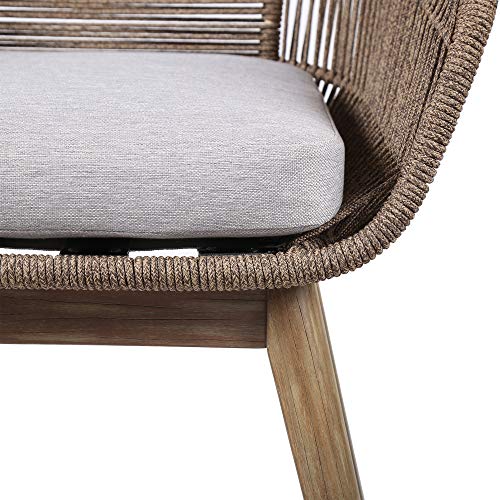 Armen Living Lctfsitru Fruitti Tutti Frutti Indoor Outdoor Dining Chair In Light Eucalyptus Wood With Latte Rope And Grey Cushion, Truffle #TOP5
