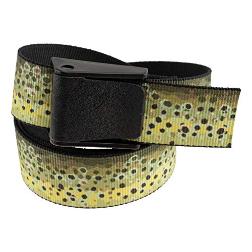 Thomas Bates Titan Outdoor Hunting Fishing Pattern Web Belt 5 Year Guarantee Made In The Usa (Brown Trout Texture, Adult Size) #TOP1