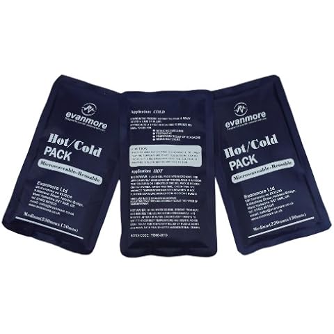 3 x Evanmore Reusable Hot Cold Gel Pack Packs Large, Luxury - Easy to use - Flexible - Long Lasting - Knee, Shoulder wrap - 13 x 25cm Cover