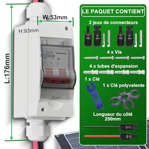 Disjoncteur PV 32A DC500V solaire boîtier étanche premium IP65 - 5