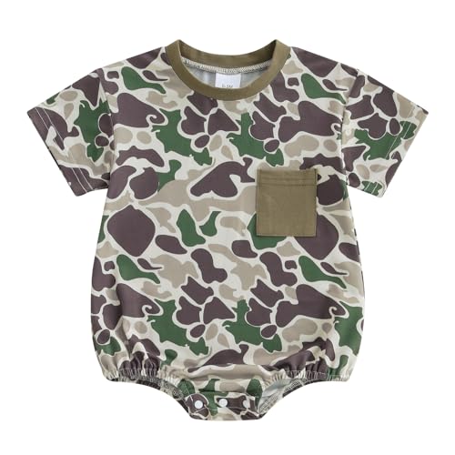 Image of GOOCHEER Newborn Infant Baby Boy Summer Romper Outfit Camouflage Short Sleeve Bodysuit Jumpsuit Clothes
