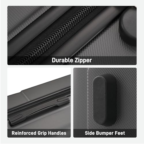Image of 6 Pcs ABS Hardshell Luggage Sets Spinner Wheel Suitcase Lock Suitcases Charcoal