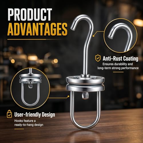 Image of MorningRo 12 Pcs Powder Coating Swivel Hooks 5.4 inch x 1.9 inch Heavy Duty Rotary Spinner Hook Rotating Hanging Oven Painting Spraying Hanger for Wheel Frame Powder Coat Gun Part 250 Lbs Capacity (Silver)