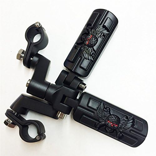Miniatura 4 de Forma de zombi de calavera de ala de 1 1/4 "Highway Radical Stiletto 4475 Foot Pegs Abrazaderas para Harley Sportster Touring Cuerpo Negro Goma por