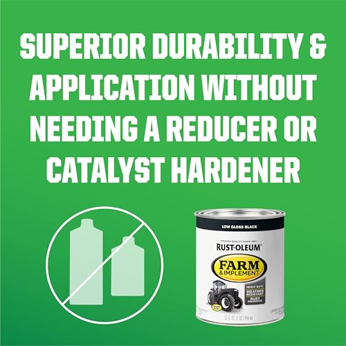 Image of Rust-Oleum Farm & Implement Low Gloss Black Paint | Tractor & Implement Coating, Equipment Restoration, Rust Prevention, Durable Outdoor Finish, Quart
