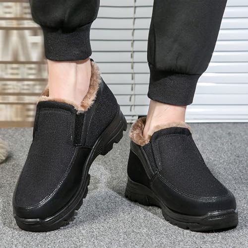 Snow Shoes Mens Winter Boots Warm Fleece-Lined Snow Boots, Lightweight Non-slip Walking Boots, Simple Slip-On Comfort Walking Hiking Shoes for Outdoor(Black,7UK) - Image 9