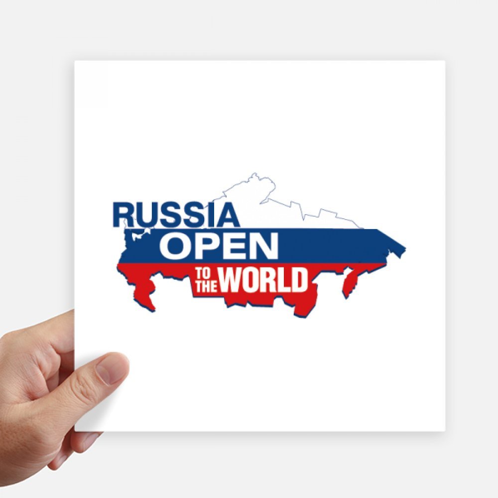 Autocollant carré Russie carte du monde 20 cm lot de 4 stickers pour valise et mur