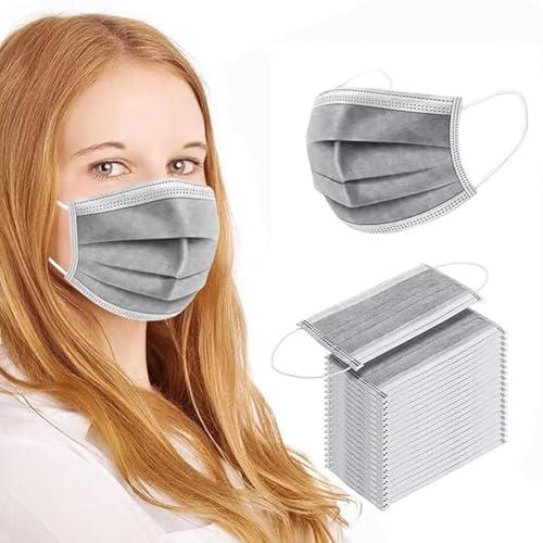 Image of 100PCS Masks Grey Disposable Face Mask 3 Ply Breatherable Face Masks