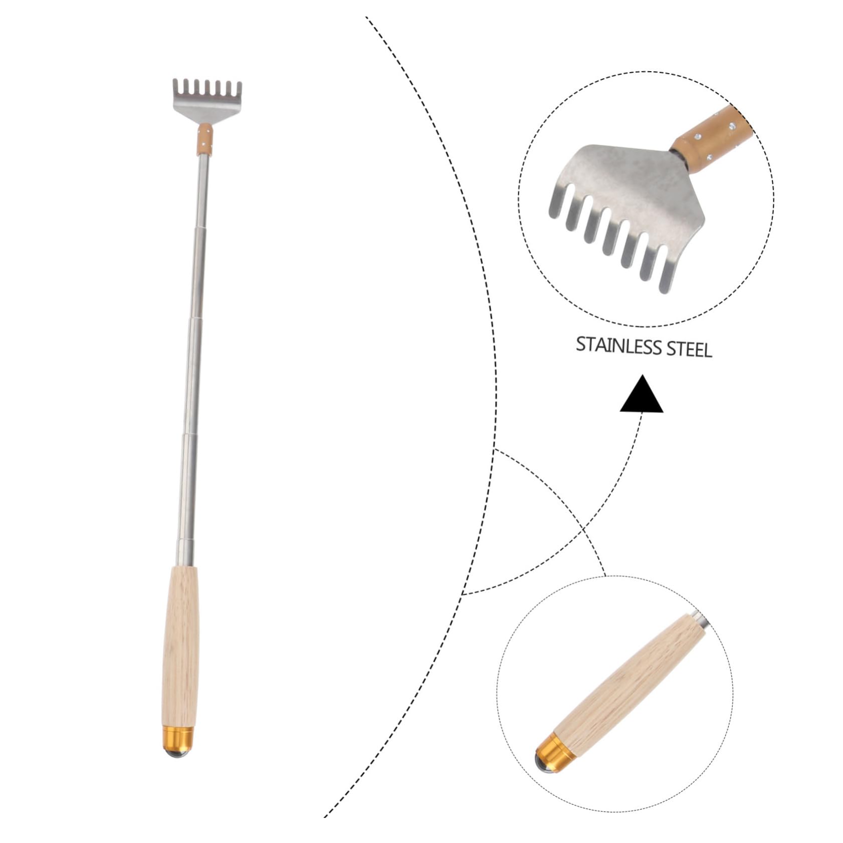 Healeved 3 Piezas rascador de espalda rascador de picor de espalda dedos peleón masajistas masajeador rascador herramienta para rascarse la espalda Acero inoxidable Café