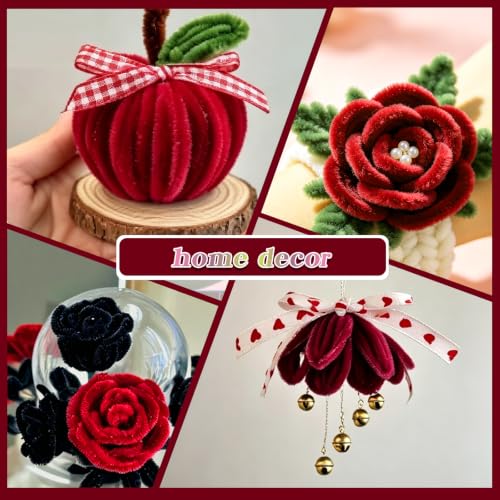 Image of VZF Pipe Cleaners Bulk Pipe Cleaner Flower Kit, DIY Pipe Cleaners Flowers Craft Stems for Classroom Decor Halloween Decor Limpia Pipas,Valentines Day Gifts Chenille Stems Crafting Supplies Craft Kits