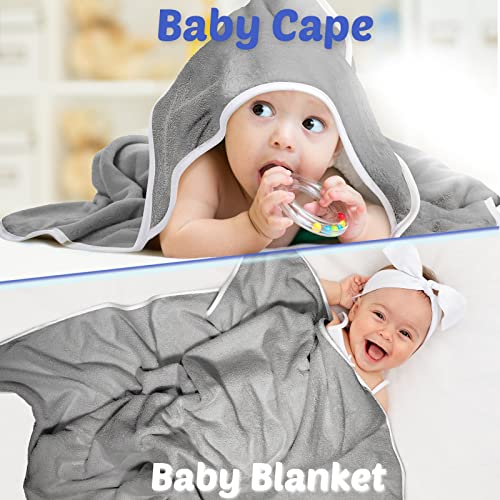 Reginary 4 Pack Baby Hooded Towels Coral Fleece Baby Bath Towels 30 X 30 Inch Soft Absorbent Hooded Bath Blanket For Newborn Toddler Infant Boy Girl Shower Gift Supplies (Gray) #TOP4
