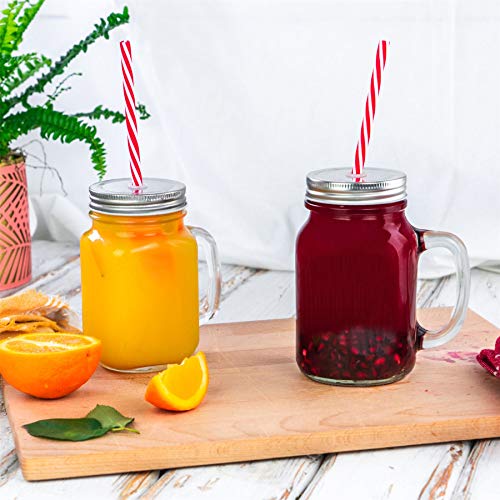 Rink Drink Drinking Mason Jars with Lids and Reusable Straw - Pack of 4-450ml Glass Drinking Jar Mugs with Handles and Screw Top for Overnight Oats, Smoothies, Cocktails, Drinks - Image 4