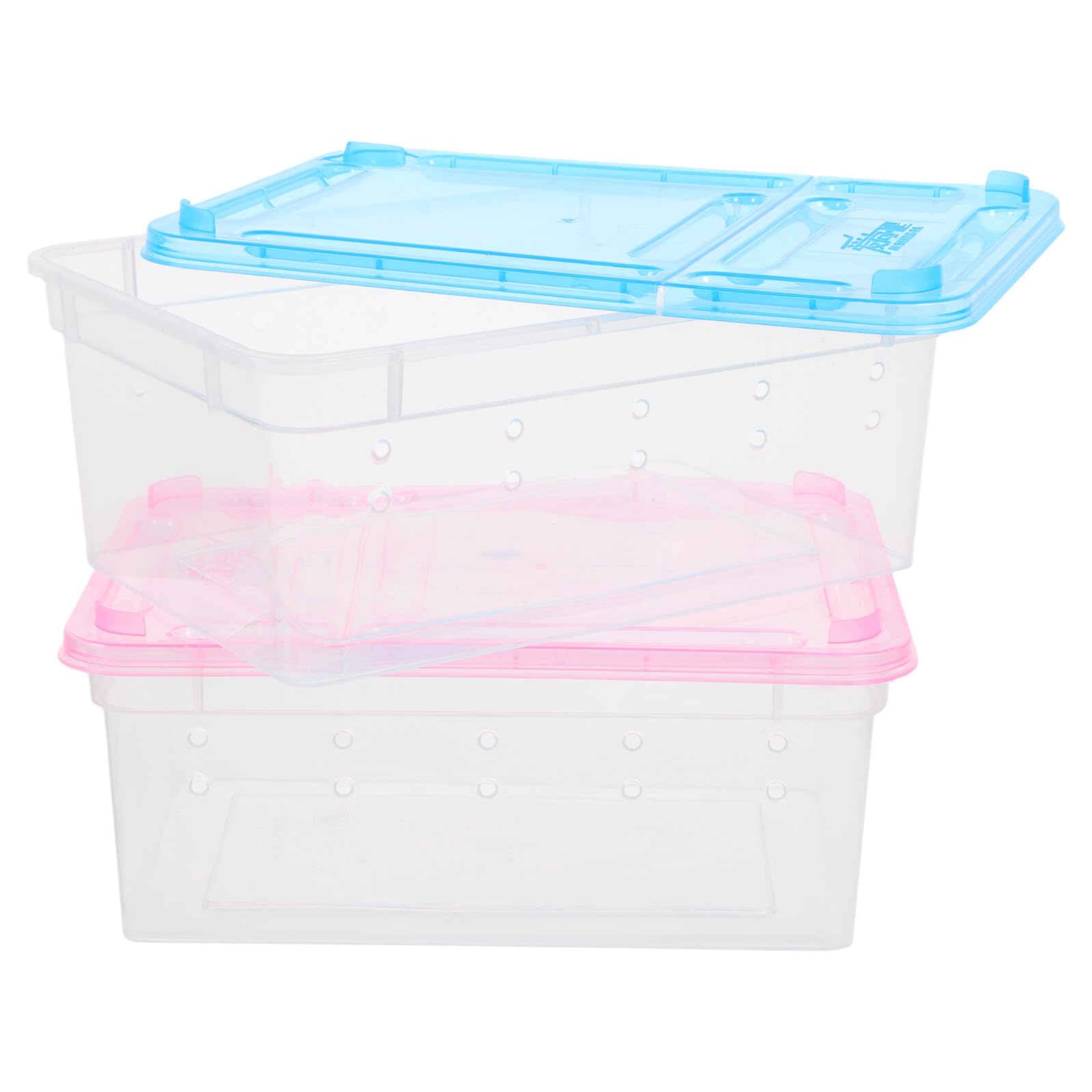 ibasenice 2Pcs Small Plastic Box with Lid, Transparent Reptile Hibernation Box for Tortoise, Ventilative Silkworm Raising, Shatter-Resistant Gecko Feeding Breeding Container Cage, 16.5cm