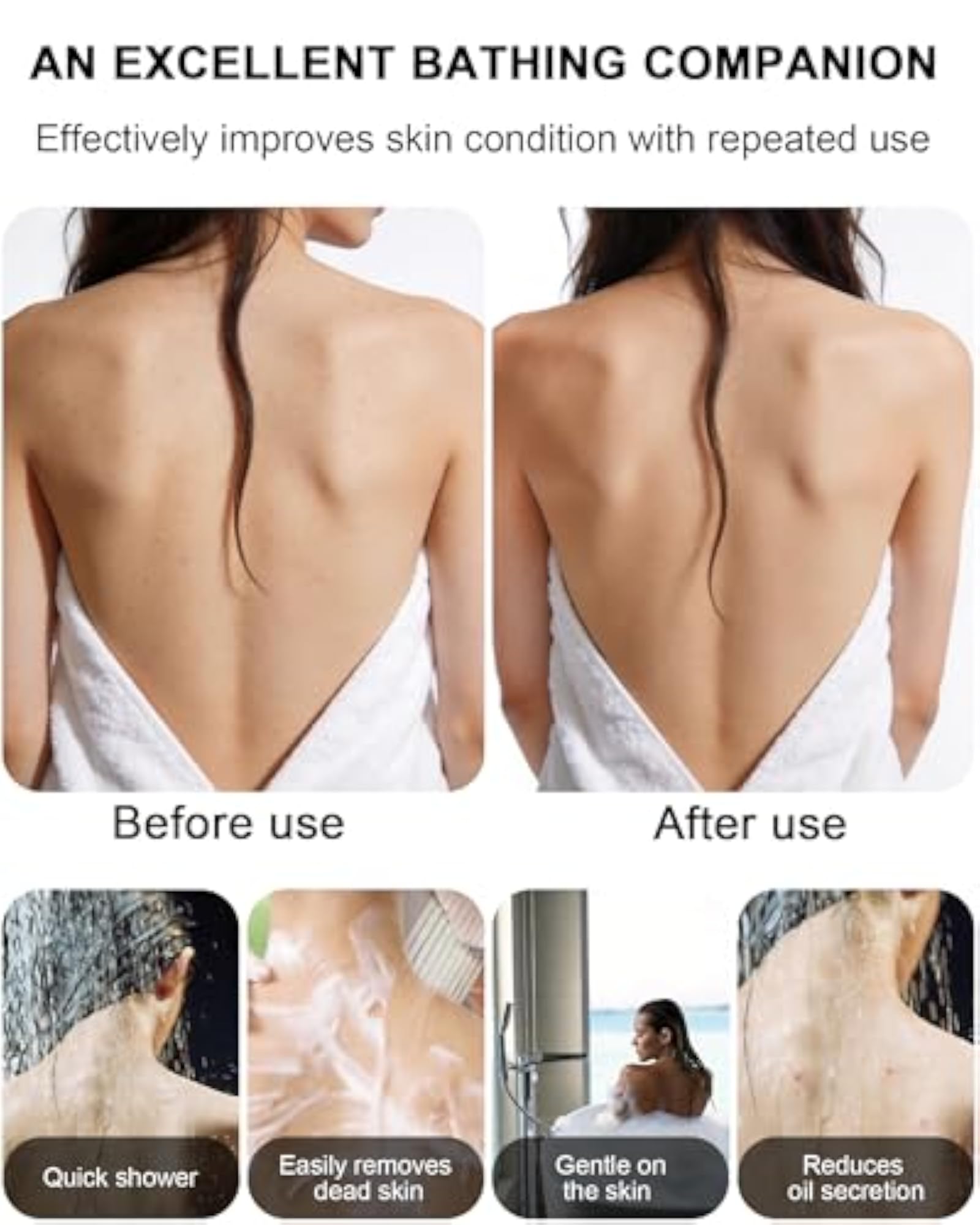 Exfoliating Back Scrubber for Shower, 2 Pack Long Handled