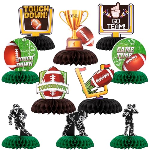 ArtCreativity Football Centerpieces for Table - Set of 10 - Sports Football Party Table Centerpiece Decoration - Football Table Party Supplies for Tailgates - Football Birthday Party Centerpiece Decor
