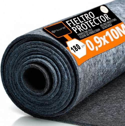 OFITURIA Feutre de Protection pour Sol 90 cm x 10 m, 180 g/m², Lot de 1 pièce, idéal pour protéger Les sols Lors de travaux, Peinture et déménagement...
