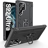 Soporte de anillo giratorio de 360 grados: la funda para teléfono Samsung S22 Ultra tiene un soporte de anillo resistente y estable que se puede girar 360 grados, lo que te permite el uso libre de tus manos mientras ves videos o chateas.
