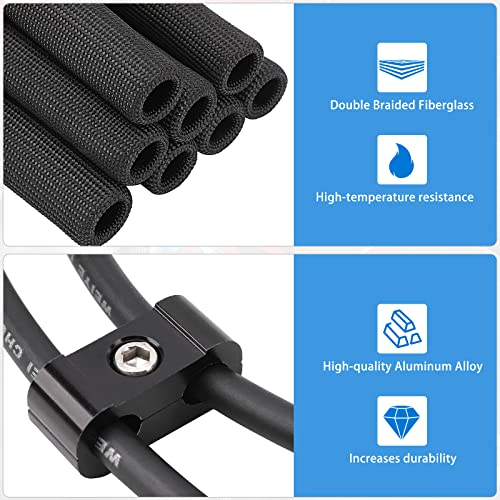 Shinehome AH-80005610 12Pc Engine Spark Plug Wire Separator Divider & 8Pc Spark Plug Wire Boots Protector Heat Sheild Sleeve 8Mm 9Mm 10Mm Spark Plug Wire Clamp Holder Aluminum Alloy Ignition Wire Divider thumb #1