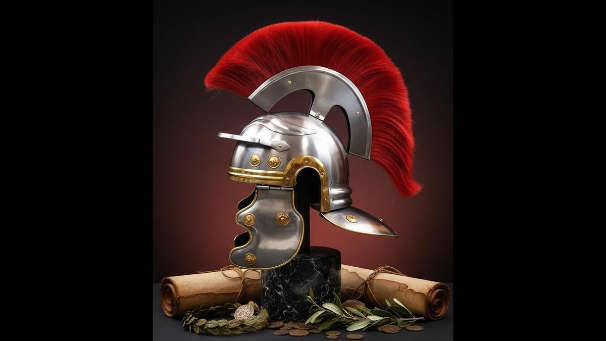 Casco medieval de centurión romano con armadura de ciruela roja, disfraz de gladiador de Halloween históricamente clasificado, totalmente portátil para la mayoría de los adultos.