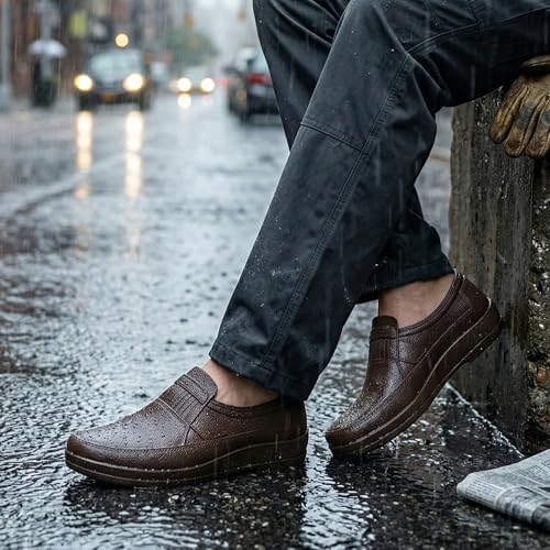 Image of AJANTA Waterproof Loafers Slip-On Shoes for Men | Anti-Skid PVC Casual Shoes | Lightweight Office Shoes for Men | Comfortable Rain Shoes & Moccasin Footwear