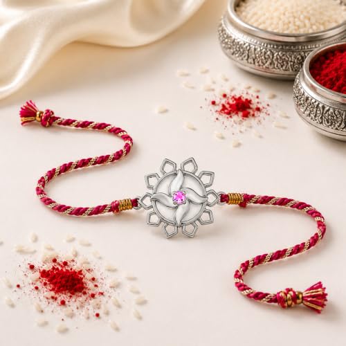 Image of CW 925 Silver Religious Designer Rakhi | Raksha Bandhan Rakhi for Brother | Gift for Men & Boys | 925 Stamp & Certificate of Authenticity