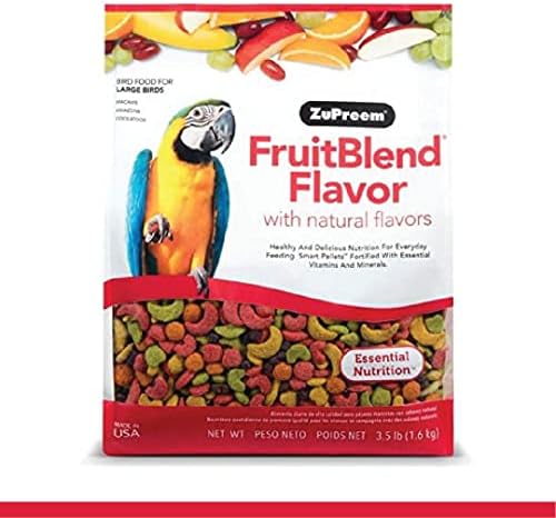 ZuPreem FruitBlend Flavor Pellets Bird Food for Large Birds, 3.5 lb - Daily Blend Made in USA for Amazons, Macaws, Cockatoos