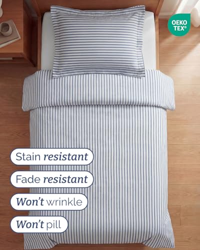Image of Duvet Cover Queen Size Set - Extra Soft Queen Duvet Cover 90 inch x 90 inch with 2 Pillow Shams for Women, Men, Kids & Teens - Hotel Luxury w / Zipper Closures & Ties - Comfy, Cozy & Breathable (Beige Stripes)