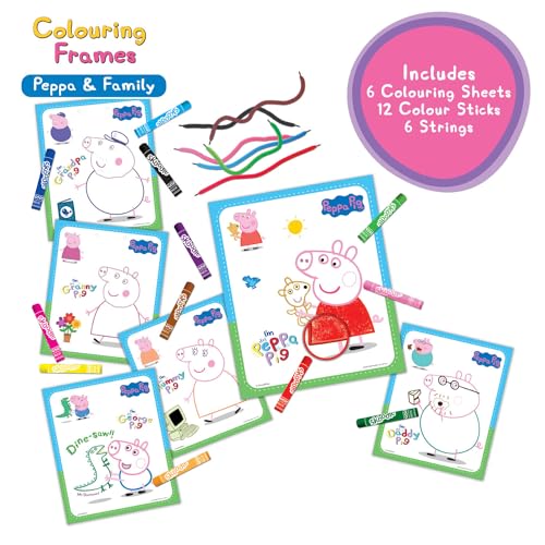 Image of SKOODLE Colouring Frames | DIY Colouring & Painting Art Kit for Kids | 6 Colouring Sheets, 12 Colour Sticks & 6 Hanging Strings