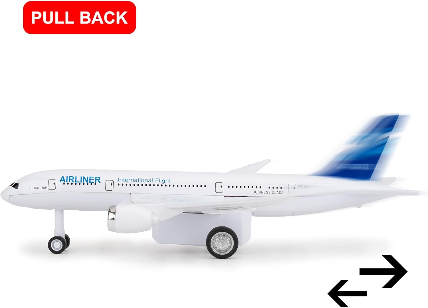 Airplane Toy Model, Die-cast Alloy Pull Back Airplane Model for Kids Adults, Aircraft Display & Collection, Gift Blue-White