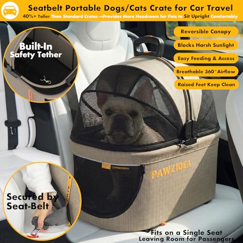 Image of PAWZIDEA 4-in-1 Pet Stroller with Detachable Carrier, Escape-Proof No-Zip Canopy, Lightweight Foldable Dog Stroller for Small Medium Dogs & Cats, Portable Travel Crate & Car Seat Combo, Storage Basket