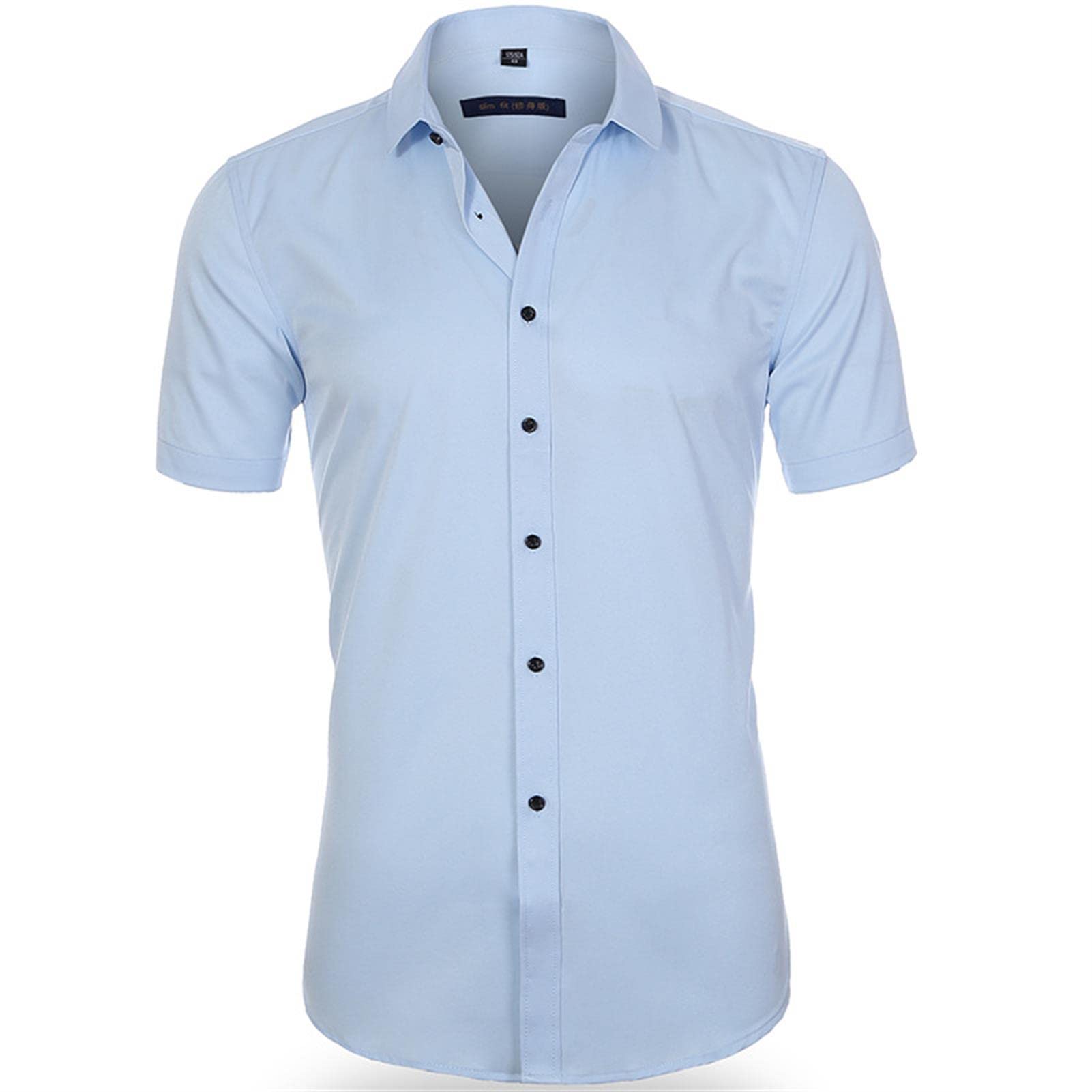 Camisa De Vestir Casual Elástica Suelta De Manga Corta