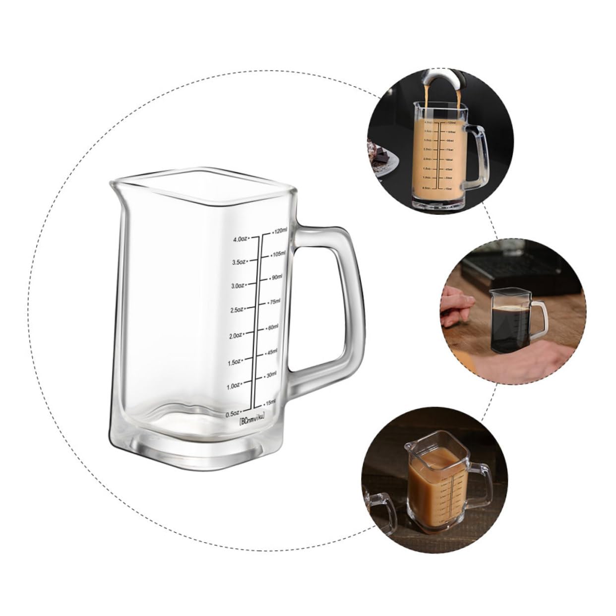 5 Pièces Tasse De Mesure De Verre Pour Tasses Portable Gobelets Café Tasse à Mesurer Liquide Gobelet Verseur Expresso Berceur De Verre Verseur En Transparent Un