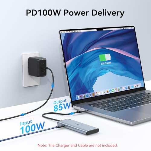 MOKiN USB C Hub Dual Monitor 4K@60Hz DP Alt Mode Video Output, 10Gbps Data Transfer, 100W PD Charging, Windows Compatible, 5-in-1 USB C Docking Station by MOKiN - Image 6