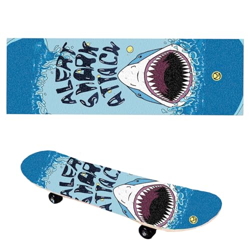 Floatdream Skateboard Griptape, Papel de Lija para Monopatín, Superficie Antideslizante de Primera Calidad, para Longboards de Monopatín, Accesorios de Monopatín （Estilo Tiburón）