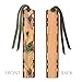 Peacock Feathers Wooden Bookmark with Green Suede Tassel - Made in USA - Also Available Personalized