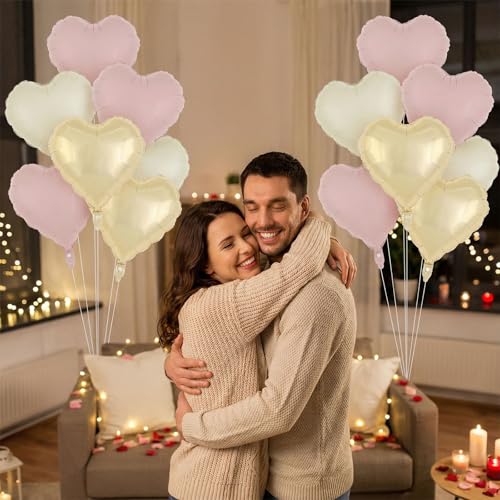 Image of 12 Pcs Colorful Heart Balloons,18 Inch Heart Foil Balloons Love Balloon Valentine Balloon for Birthday Party Wedding Engagement Party Baby Shower Valentine Day Decorations