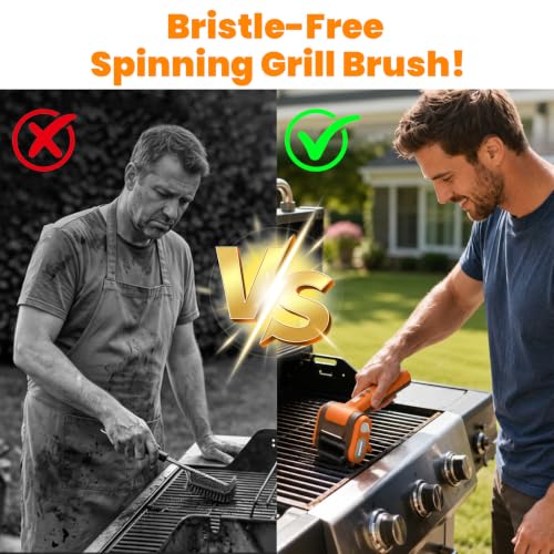 Image of Electric Grill Brush Bristle for Outdoor Grill, Grill Cleaning Brush Rechargeable BBQ Cleaner Brush Head,Safe Grill Brush with Scraper for Cast Iron Stainless-Steel Grates