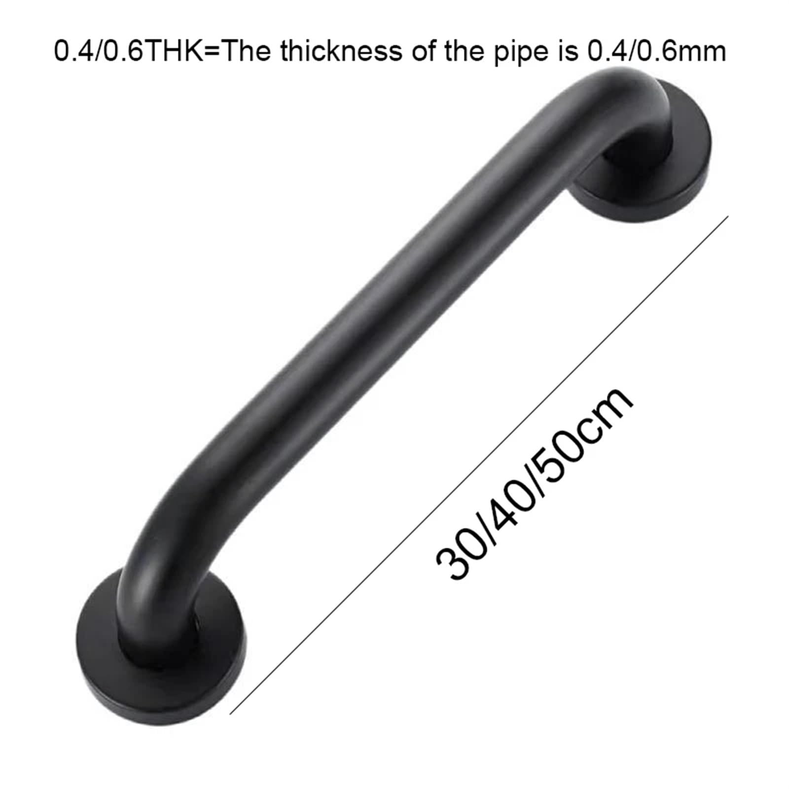 Asidero BañO Pasamanos de baño de acero inoxidable cromado negro for baño, bañera, barras de agarre de seguridad, manija de puerta, toallero, accesorios de WC Agarraderas BañO(Black,50cm(0.6THK))
