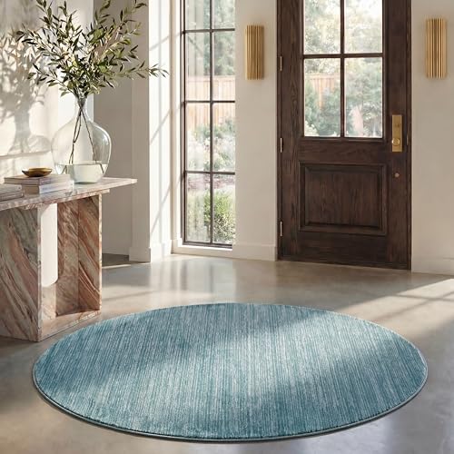 Vision Round Aqua Area Rug, 6'7" – modern ombre, non-shedding