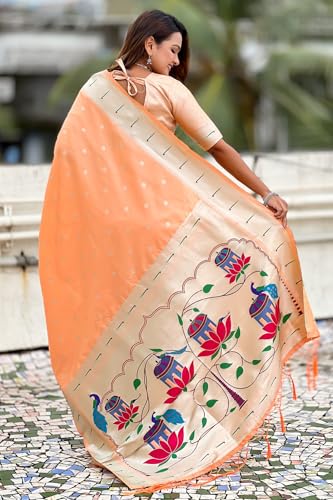 Image of SGF11 Women's Paithani Soft Lichi Silk Kanjivaram Sarees With Blouse Piece