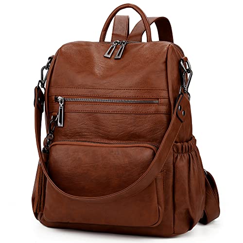 Image of UTO Women Backpack Purse Leather Vegan Ladies Fashion Designer Rucksack Convertible Travel Shoulder Bag with Tassel
