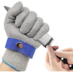 Guantes Para Trabajar Con Madera ORYIAH Guantes anticorte, guantes anticortes con protección de nivel 5, guantes de trabajo de alambre de acero inoxidable, para pelar ostricos, cocina, jardinería, corte de madera.. (M)