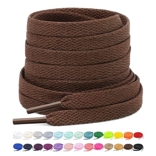 Stepace [2 Pairs Flat Shoe Laces for Sneakers 5/16' Width 30'-72' Length 26 Color Shoelaces Brown 40'(102 cm)