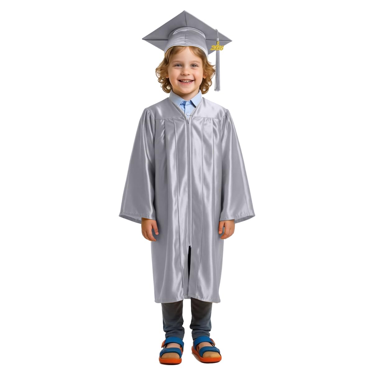 Shiny Preschool Kindergarten Graduation Cap Gown Set for Kids With 2026 2025 Tassel Charm