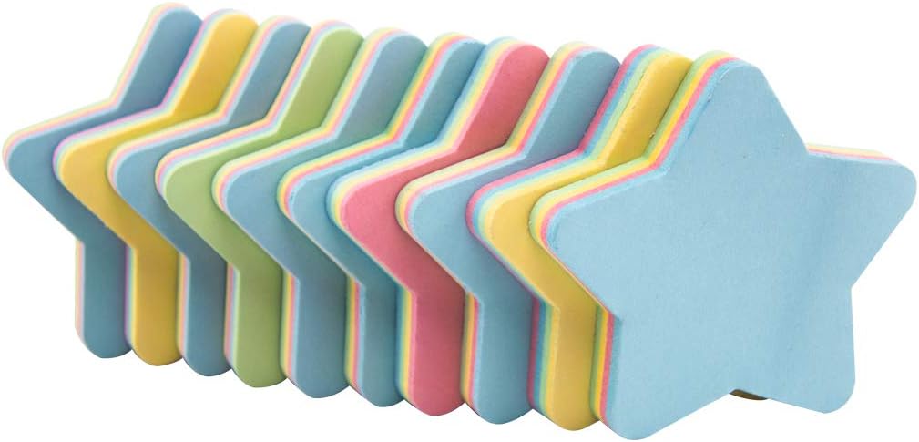 Star Sticky Notes - 1000 Sheets Mixed 4 Color Bulk Sale Sticky Memo Post Memo Note Tape Self Stick Notes for Office/School/Home