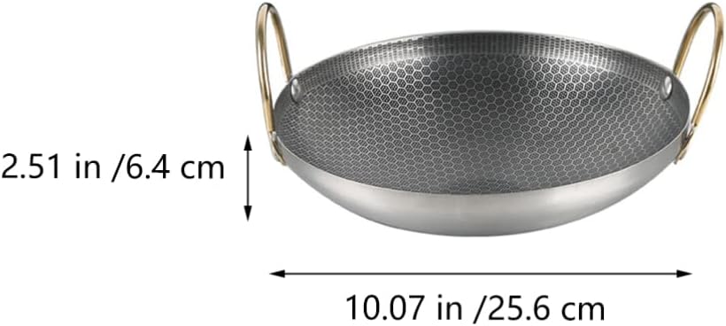 Cooking Pot Stainless Steel Wok Pan with Double Handle Nonstick Stir Fry Pan Flat Bottom Pan Small Stockpots Pasta Pots Food Cooking Pot for Home Kitchen Silver 8 Inch Non Stick Pan