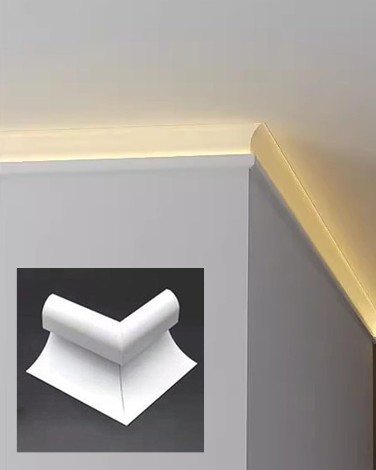 Tira Decorativa de Aluminio para zócalo de Piso, Perfil de Canal de Tira LED para Montaje en Superficie, Ranura de luz Lineal para Sala de Estar/Dormitorio/Pasillo sin LED (Conector Externo)
