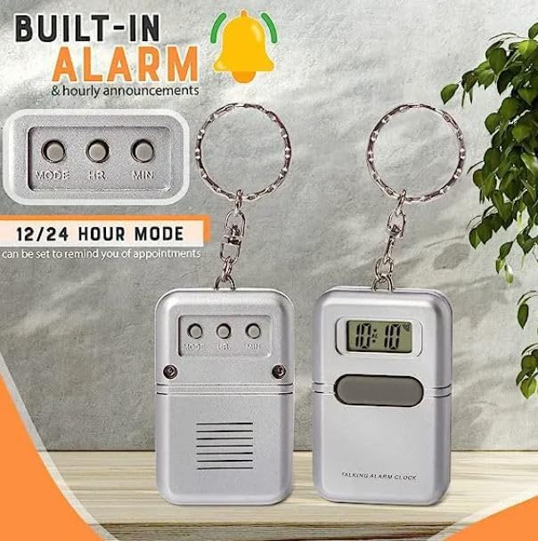 Miniatura 5 de Reloj parlante para llavero ciego con alarma, pequeño reloj digital con alarma para personas con discapacidad visual para niños, ancianos, reloj