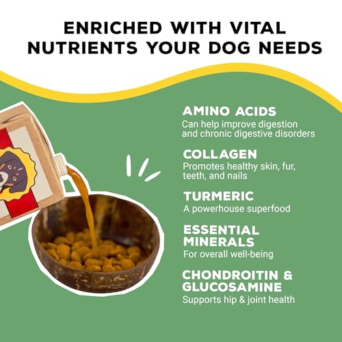 Image of Brutus Chicken Broth for Dogs - All Natural Chicken Bone Broth Liquid with Chondroitin Glucosamine Turmeric -Human Grade Food Toppers for Picky Eaters & Dry Food -Tasty & Nutritious- Pack of 6
