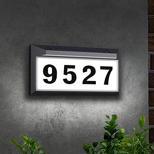 Image of Solar Address Sign, Lighted Address Numbers Outdoor Waterproof, Illuminated LED Address Plaque, House Numbers for Outside, Grey